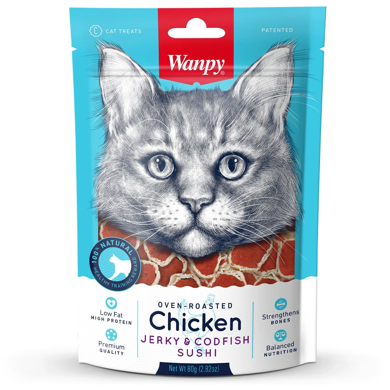 Лакомство для кошек Wanpy Cat 80 г из курицы с треской суши купить по цене  232 ₽ с доставкой в Москве и России, отзывы, фото