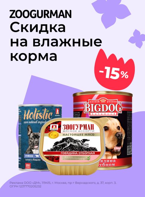 октябрь_01.10.2025-21.10.2025_зоо маркетинг_Скидка 15% на корма для собак Зоогурман_сайт_листинг