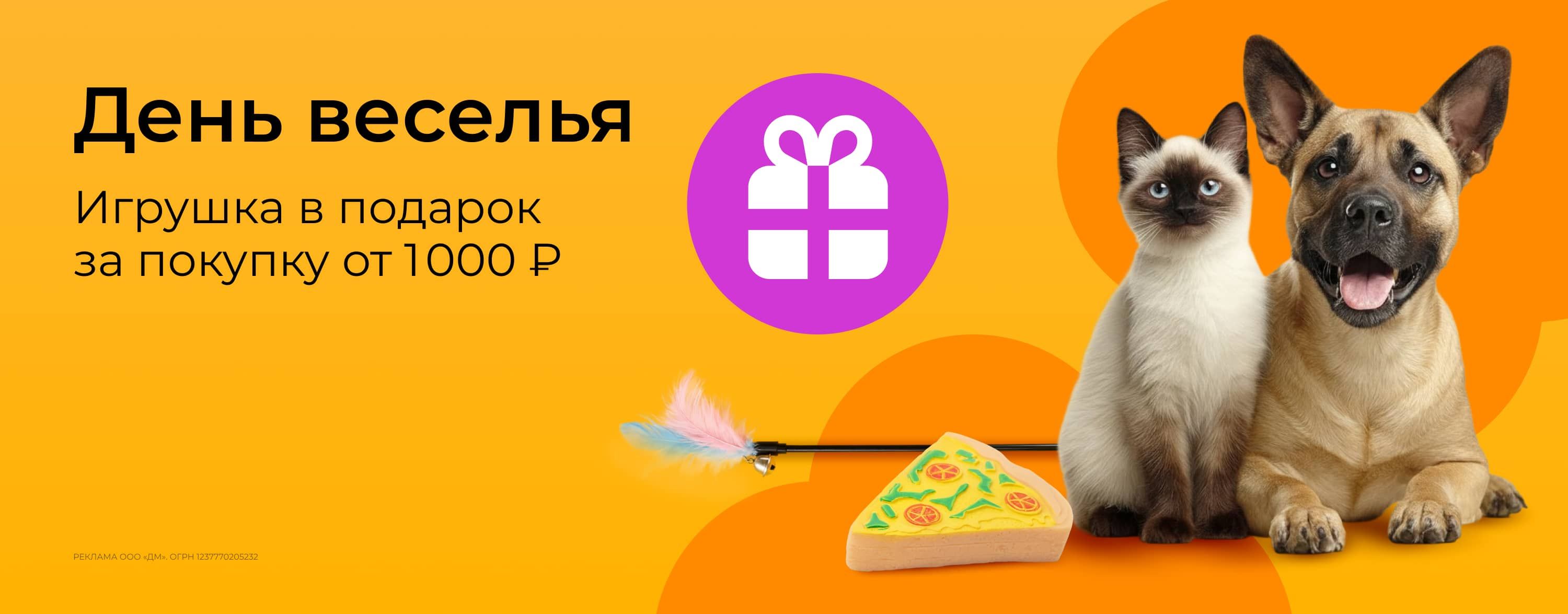 ноябрь_07.11.2025_зоо маркетинг_День веселья. Игрушка в подарок при покупке от 1000 р._сайт_карусель
