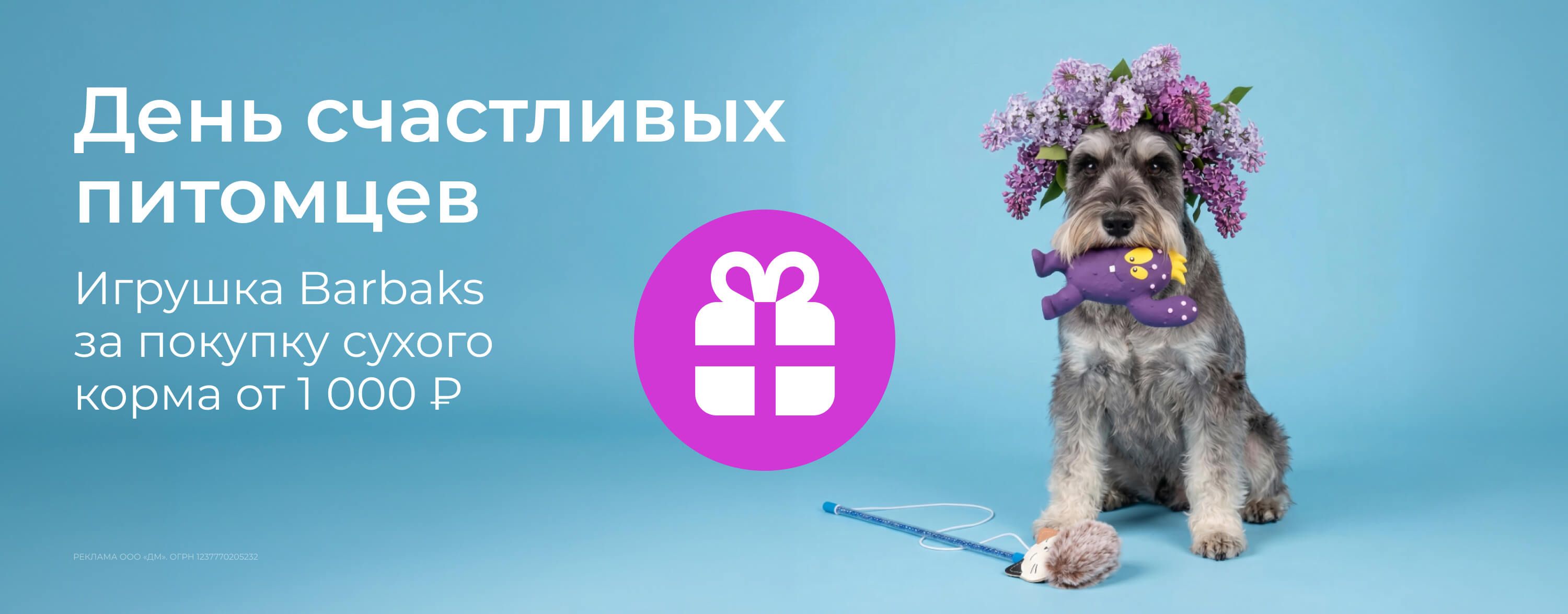 май_08.05.2026_зоо маркетинг_День счастливых питомцев. Игрушка в подарок за покупку сухого корма от 1000 р._сайт_карусель