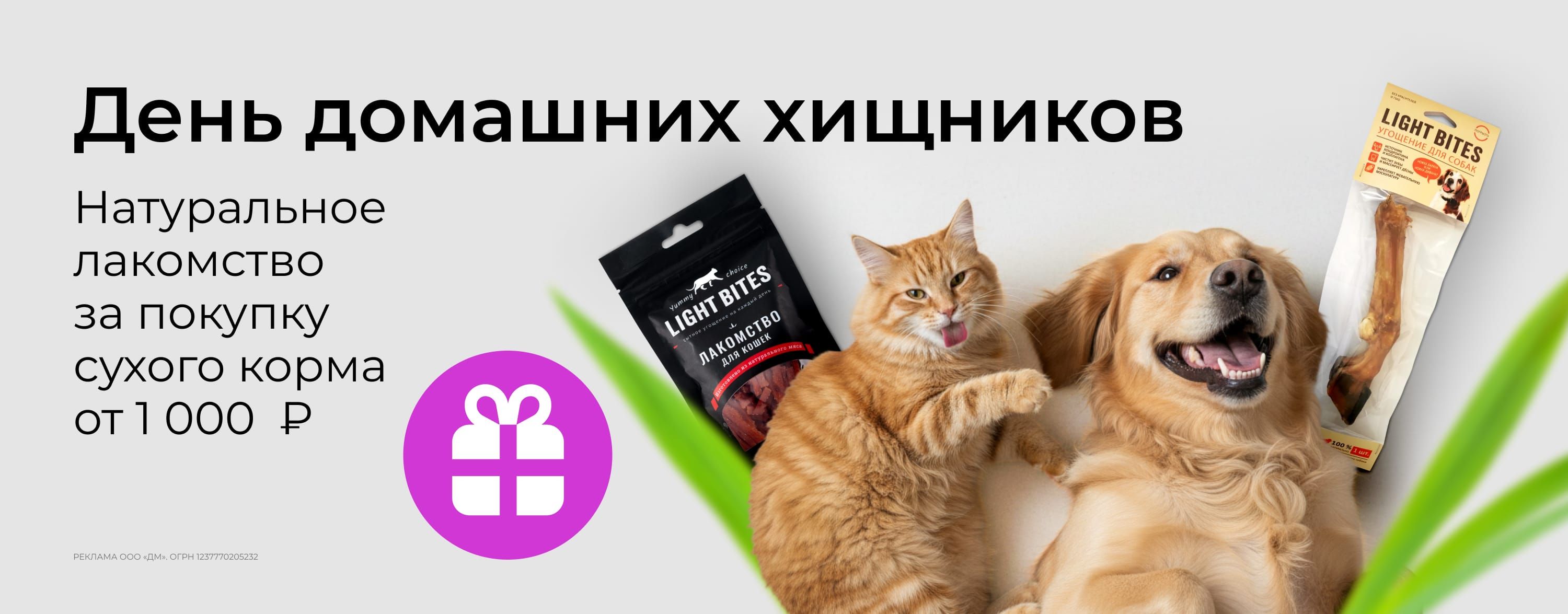 апрель_03.04.2026_зоо маркетинг_День домашних хищников. Натуральное лакомство в подарок при покупке сухого корма от 1000 р._сайт_карусель