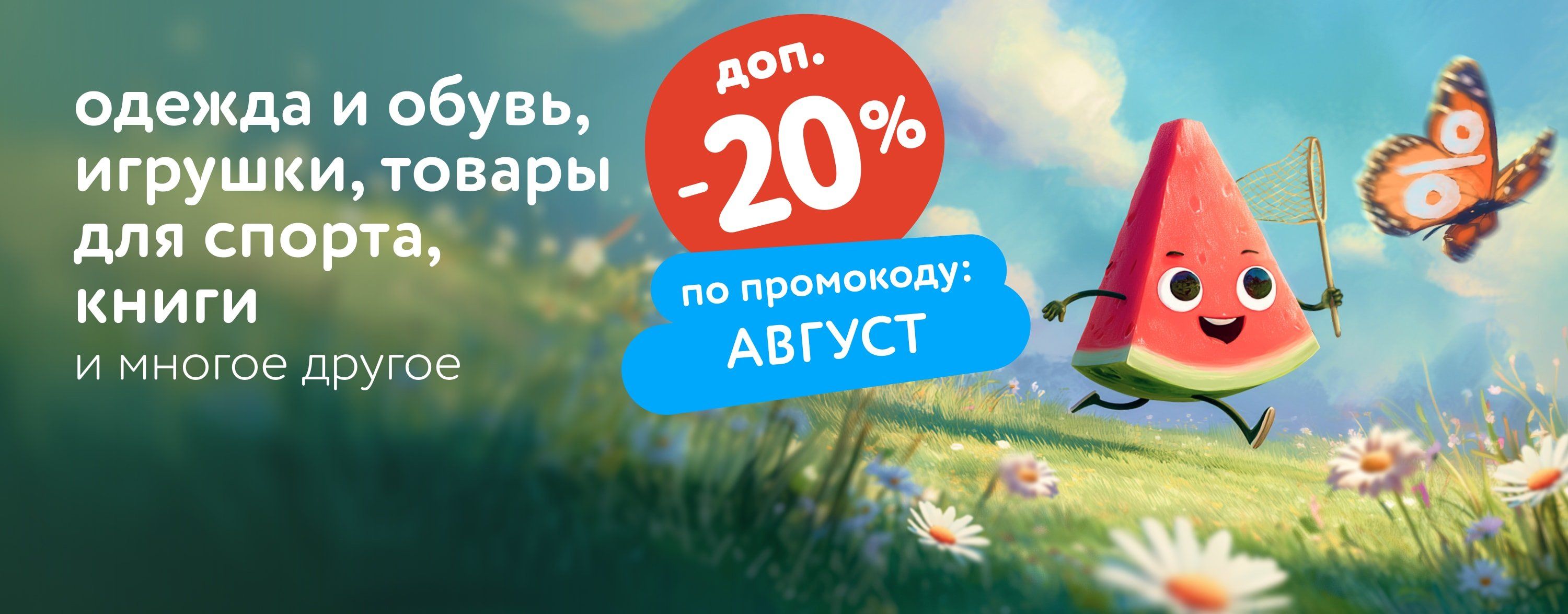 Август_14.08.2025-17.08.2025_Маркетинг_Доп. скидка 20% по промокоду на тысячи товаров АВГУСТ карусель_ДМ